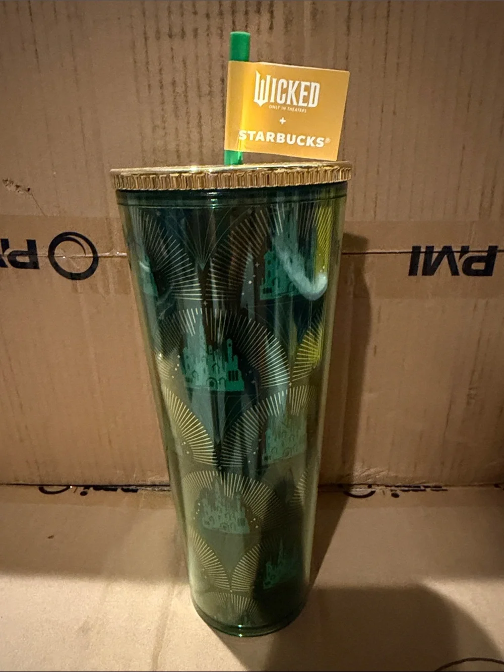Starbucks Green Wicked Reusable Tumbler with Gold Lid Accent